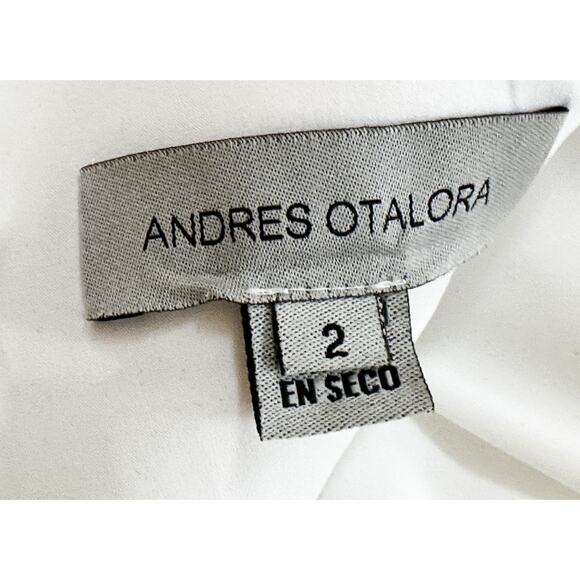 Andres Otalora Gingko Ivory White Pleated Silk Strapless Crop Top Blouse Size 2 - Picture 4 of 6